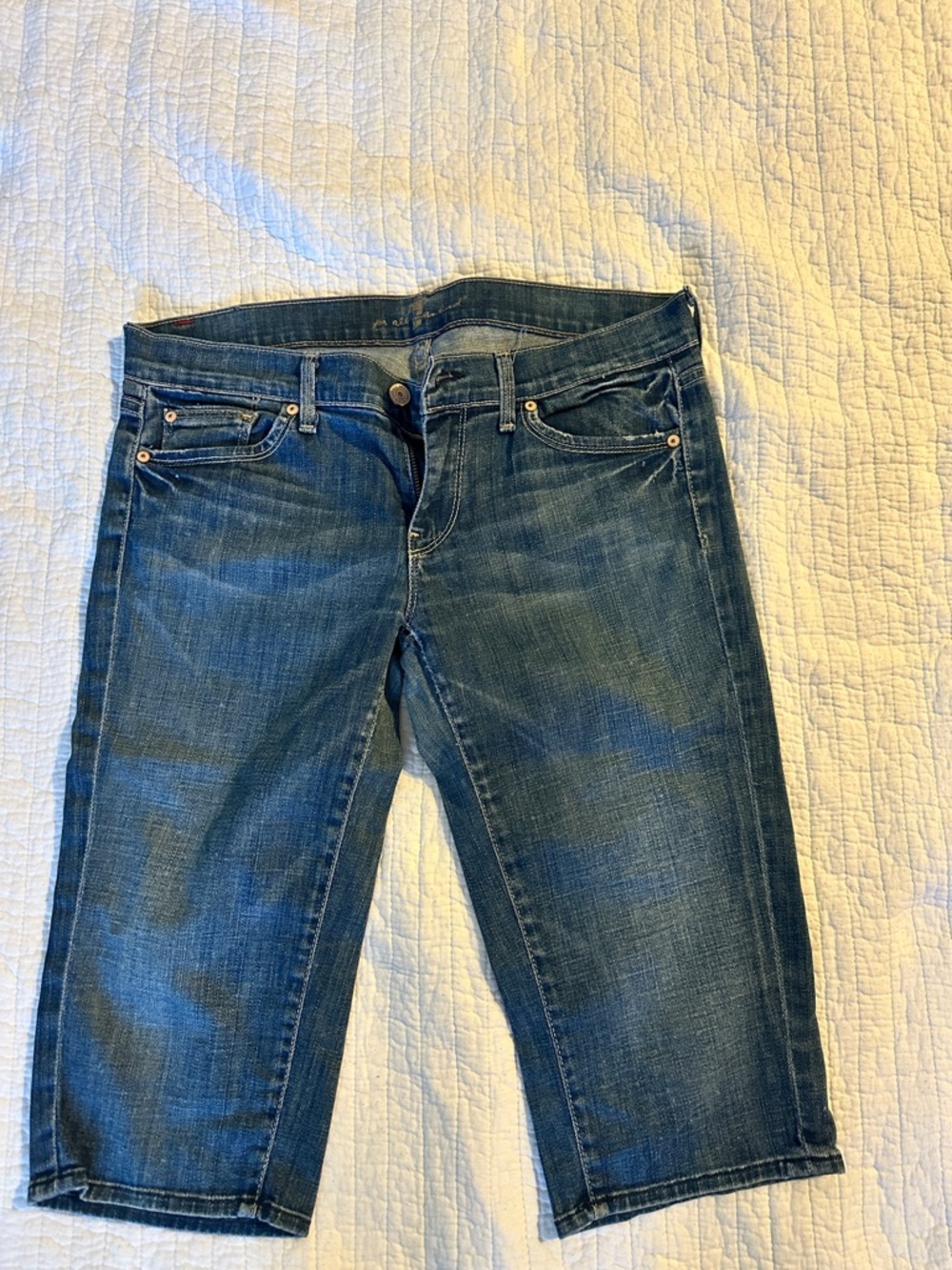 7 For All Mankind Dark Blue Bermuda Denium shorts